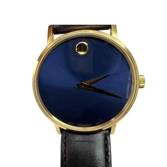 Movado Museum 40mm Signature Wristwatch Blue Sapphire Crystal 71.1.36.1473 - Picture 1 of 12